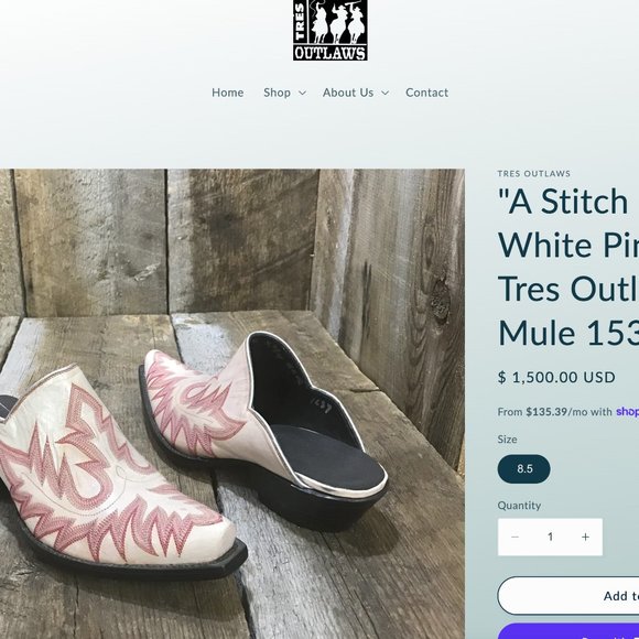 "A Stitch In Time" Ivory/ Pink Stitch Tres Outlaws Mule 1537* SZ 8.5 - Picture 7 of 7